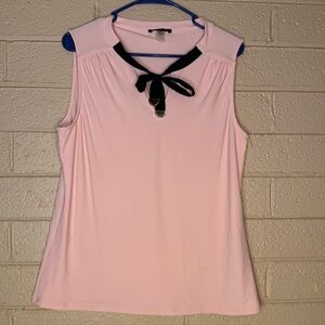 Tommy Hilfiger Pink Blouse with Black Tie Accent